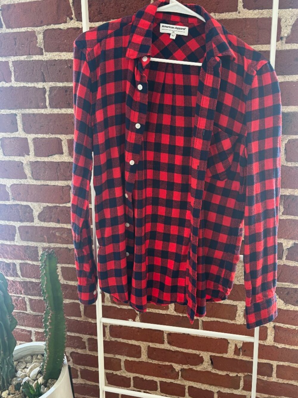 American Apparel Buffalo Plaid Flannel Shirt Red XS Extra Small